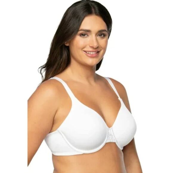 44C Vanity Fair Bra T-Shirt Beauty Back Full Figure Underwire Smoothing White - Picture 1 of 9